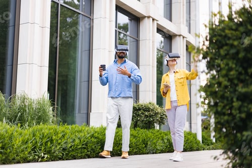 Preview: People Using VR Headsets Outdoors