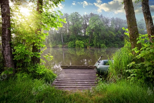 Preview: Fishing lake in sunny evening
