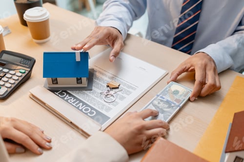 Preview: A real estate agent presents a property sale contract to a client