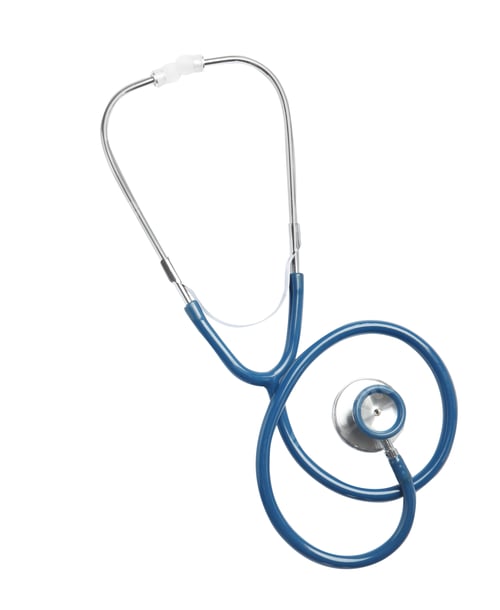 Preview: Stethoscope isolated on white, top view. Medical tool