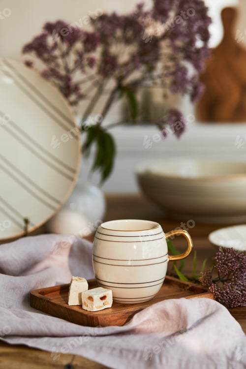 Preview: Creative composition of elegant dining room interior