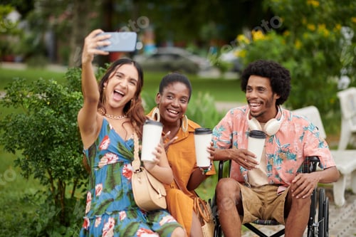 Preview: Man with Disability Photographing with Friends