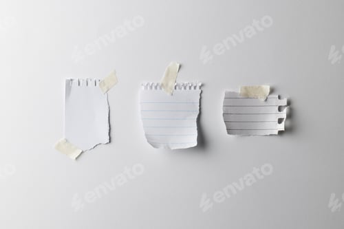 Preview: White sticky memo notes with copy space on white background