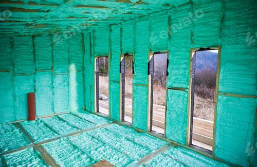 Preview: Wooden frame house insulated by polyurethane foam.