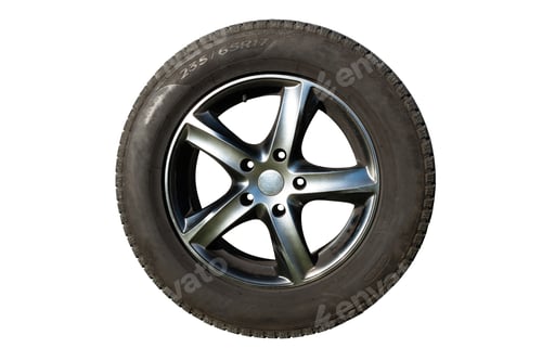 Car Tire on White Background in Studio Shot