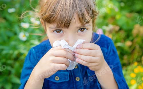 Preview: Seasonal allergy in a child. Coryza. Selective focus.