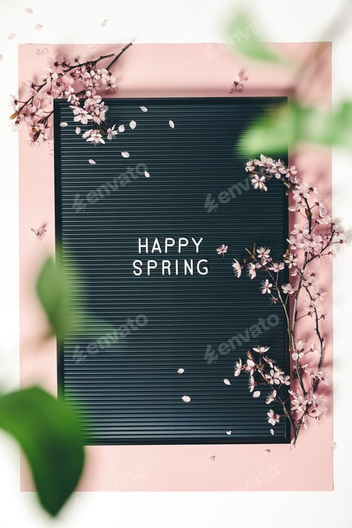 Preview: Easter background with letter board and spring flowers