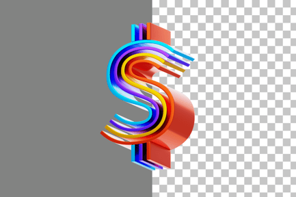Preview: Parallel Lines Dollar Symbol 3D Icon