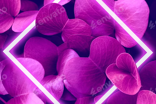 Preview: Abstract Purple Leaves with a Glowing Square