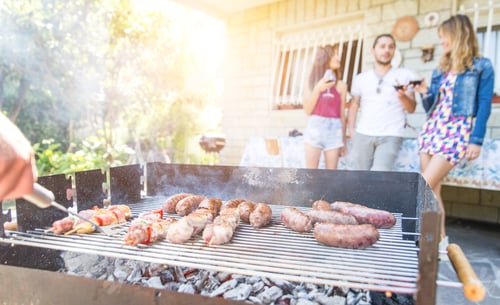 Preview: group of friends making a barbecue in the backyard garden