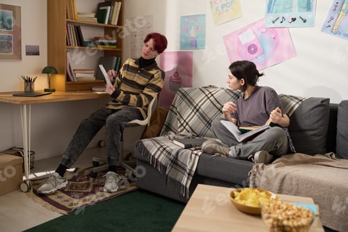 Preview: Smiling Teen Boy with Friend Studying