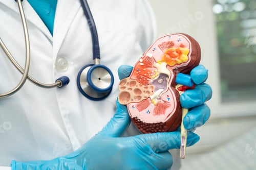 Preview: Kidney disease, Chronic kidney disease ckd, Doctor with human model to study and treat in hospital.