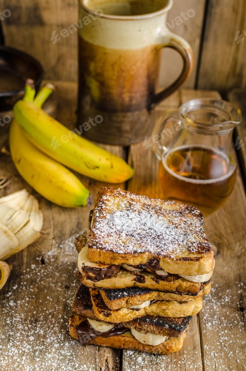 Preview: French toast filled banana and chocolate