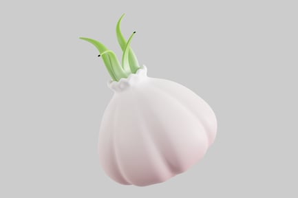 Vorschau: Abstraktes weißes Objekt mit grünen Blättern.