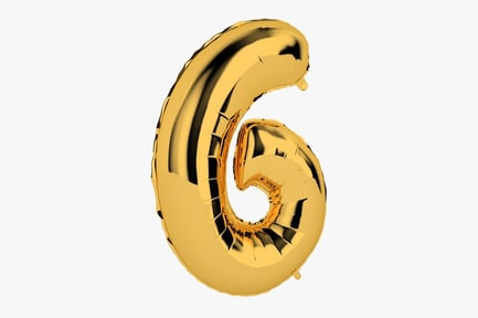 Preview: Golden Number Six Foil Balloon for Celebrations