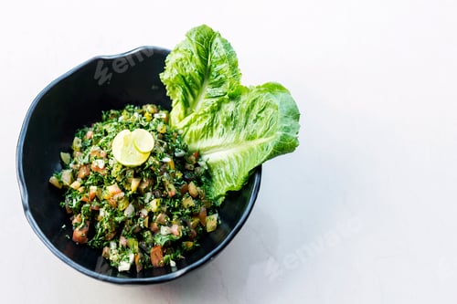 Preview: tabouleh traditional lebanese middle eastern salad bowl meze starter