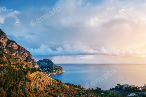 Preview: Spring panorama of sea coast city Trapany. Sicily, Italy, Europe
