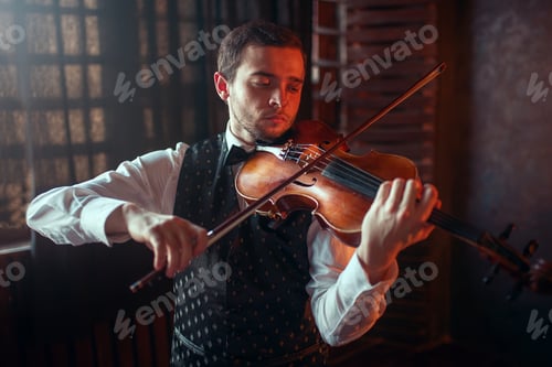 Preview: Male violinist playing classical music on violin