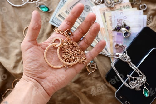 Preview: Marauders hand with bunch of stolen jewelry
