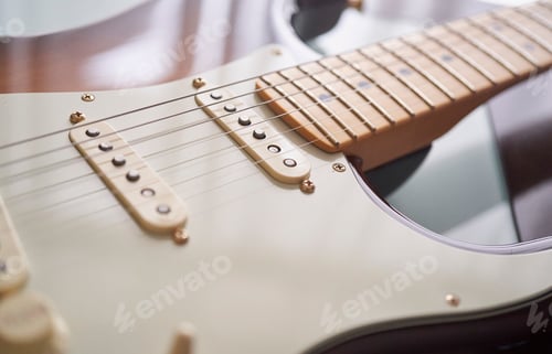 Preview: detail photo of an elegant electric guitar