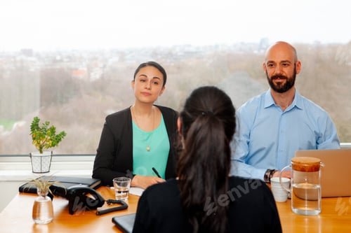 Preview: job interview in the office of a female applicant