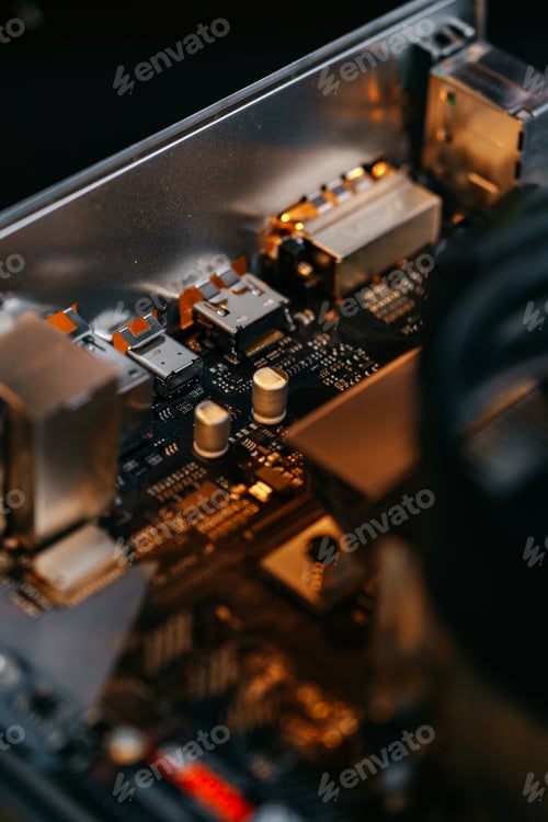 Preview: Computer part circuit board close up photo