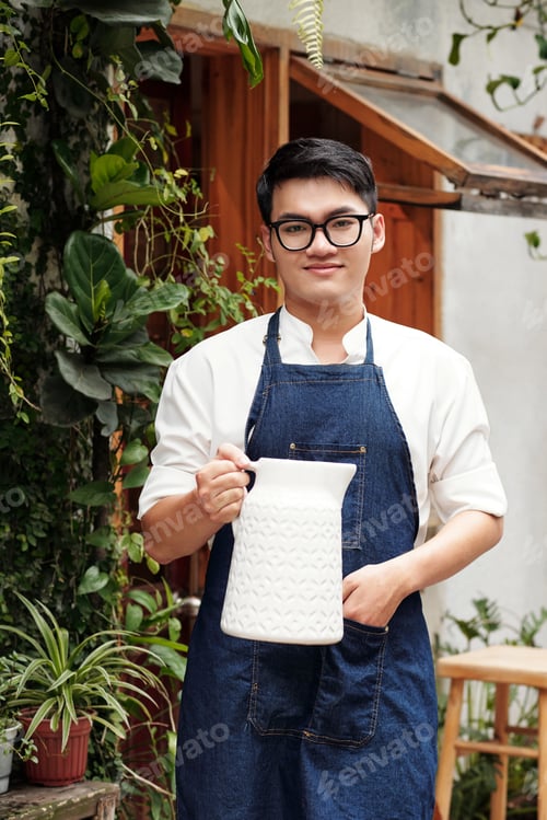 Preview: Cafe Waiter Watering Plants
