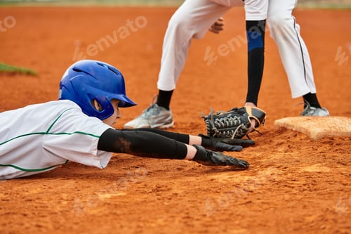 Preview: Exciting baseball play as two teenage boys compete on a sunny field for victory