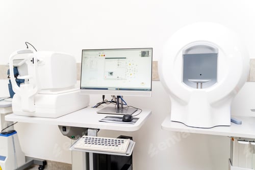 Preview: Modern ophthalmology clinic equipment. Diagnosis of vision