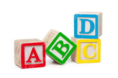 Preview: Wooden alphabet blocks isolated on white background