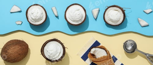 Preview: Summer dessert - ice cream, ice cream with coconut