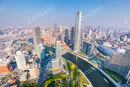 Preview: aerial view of tianjin skyline in the afternoon