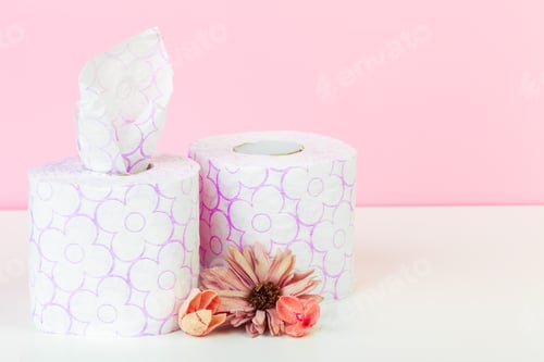 Preview: toilet paper rolls with natural flowers close up