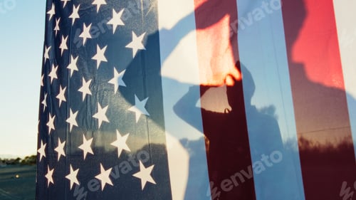 Preview: Veteran Soldier Shadow On The USA Flag