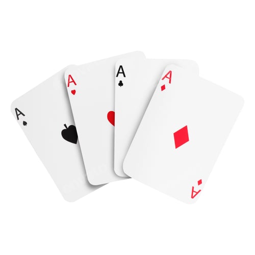 Preview: Four aces in air on white background. Poker and other card games