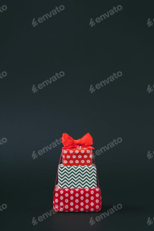 Preview: Creative layout of gift boxes. Shopping background. Minimal Black Friday sale concept.