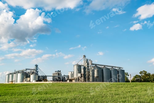 Granary elevator. agro-processing and manufacturing plant for processing and silver silos
