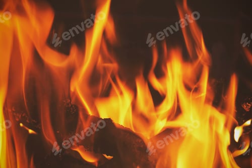 Preview: The Fire In The Brazier Burns In Nature, In The Mountains.
