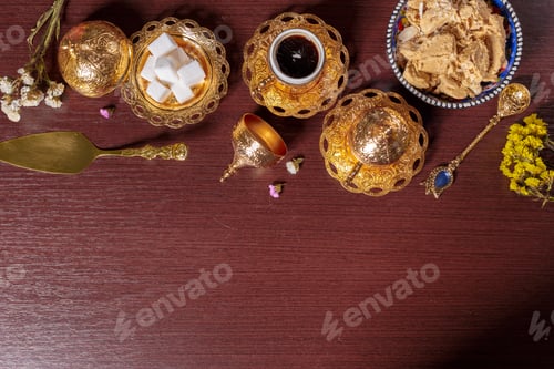 Preview: Tasty halva with tea on the table