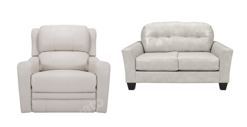 Preview: studio shot of a leather white armchairs isolated