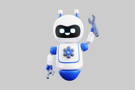 Preview: Cartoon robot helper with wrench