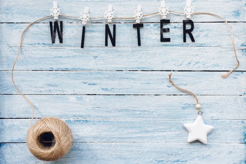 Preview: WINTER word on a blue and white background