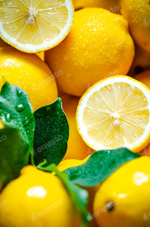 Preview: Fresh lemons. Macro shot