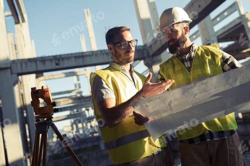 Preview: Portrait of construction engineers working on building site