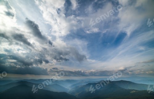 Preview: The beautiful mountain view on the background of the sky.