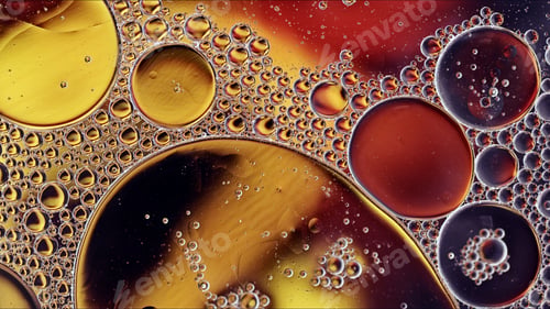 Preview: Abstract Colorful Food Oil Drops Bubbles and spheres Flowing on Water Surface