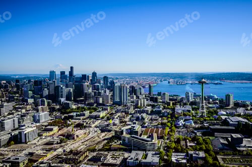 Preview: Aerial view of Seattle cityscape, Washington, United States