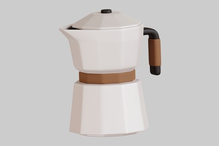 Preview: White french press with wooden handle and leather strap