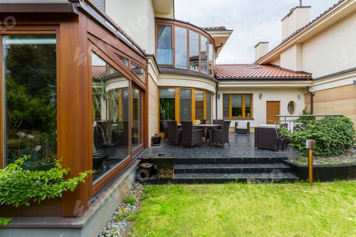 Preview: Elegant villa terrace with garden furniture