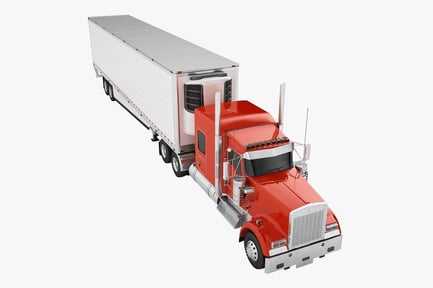 Preview: Red Semi Truck and Refrigerated Trailer